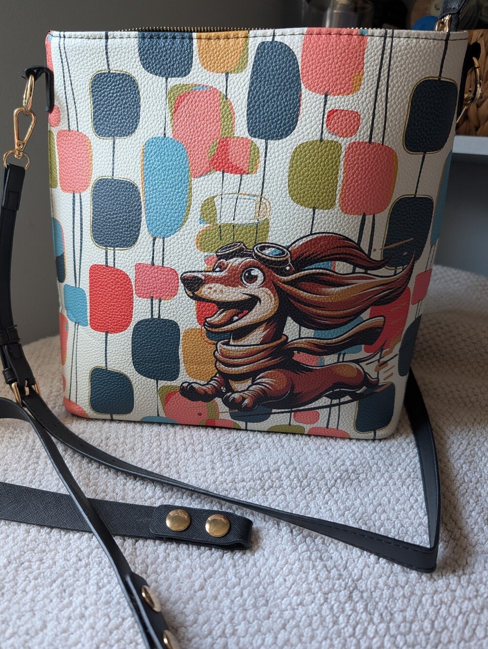 Colorful Midcentury Print Crossbody Bag in Multicolor